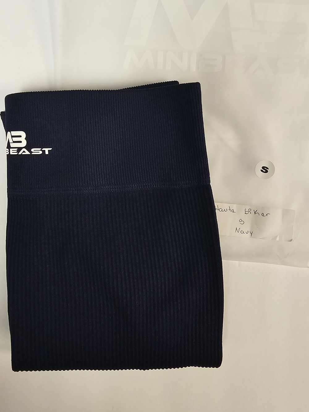 MiniBeast Women's Navy Athletic Shorts - High Waist Ribbed Biker Shorts